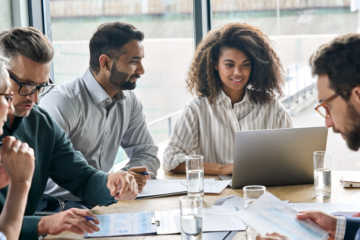 group of people collaborating in an office
