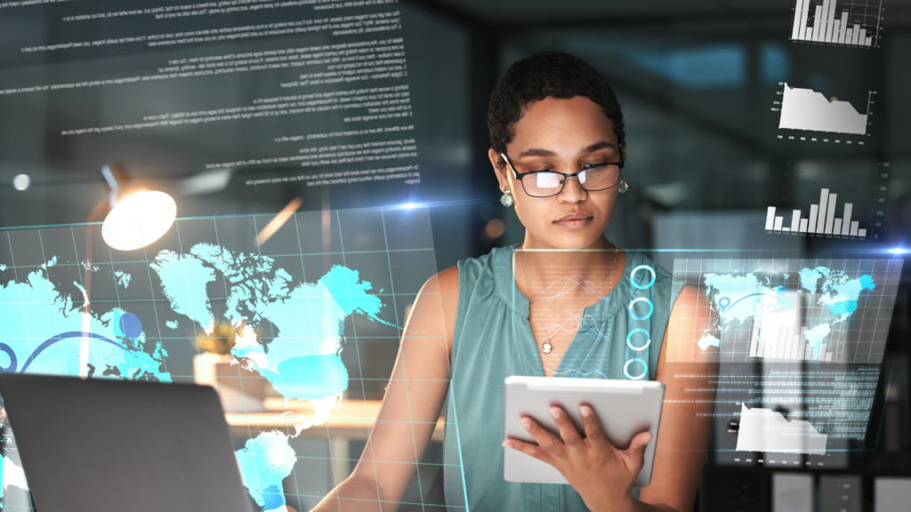 woman working with data