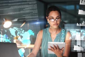 woman working with data